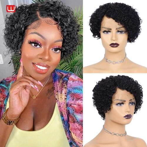 Wignee Pixie Cut Curly Bob Wig 13x4x1 Lace Front Human Hair Wigs 150% Density Brazilian Remy Hair Pre Plucked Natural Hairline