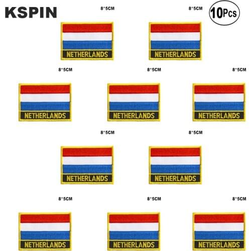 Netherlands Flag Embroidery Patches Iron on Saw on Transfer patches Sewing Applications for Clothes in Home&Garden