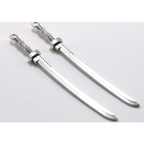 2pcs Charms samurai sword 107x10mm Antique Making pendant fit,Vintage Tibetan Silver ,DIY Handmade Jewelry