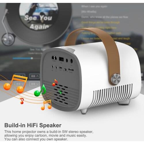 Portable LED Mini Projector 1080P Video Beamer Home Theater HiFi Speaker Player Audio Portable Projector Home Media Video player