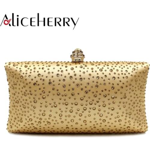 Luxury Handbags Women Bags Designer Clutch Chain Evening Bag Gold Silver Crystal Banquet Party Purse Bridal Diamond Clutches Bag