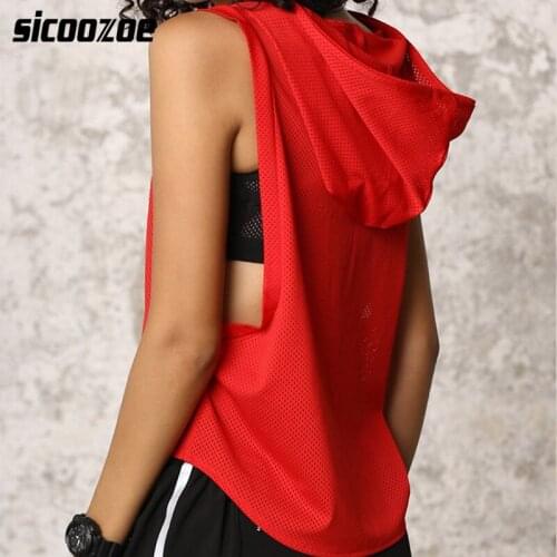 Sleeveless Hooded Yoga Shirts,Mesh Quick-drying Athlete Vest Workout Blouse,Female Gym Running Sports Tank Top