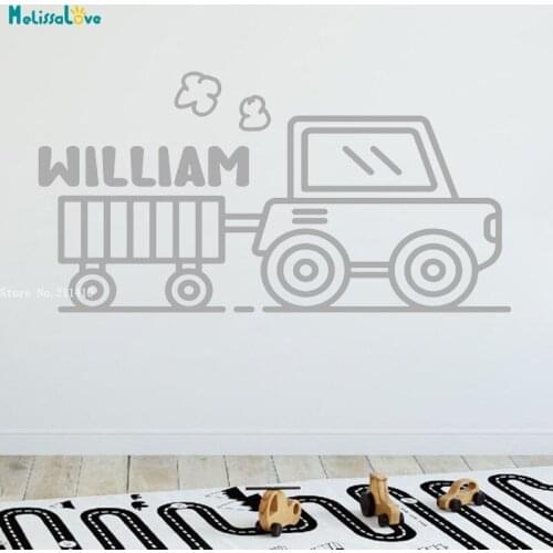 Agricultural Transport Vehicle Vinyl Wall Stickers Little Boys Room Worksite Dump Personalized Name Decals Nursery YT6109