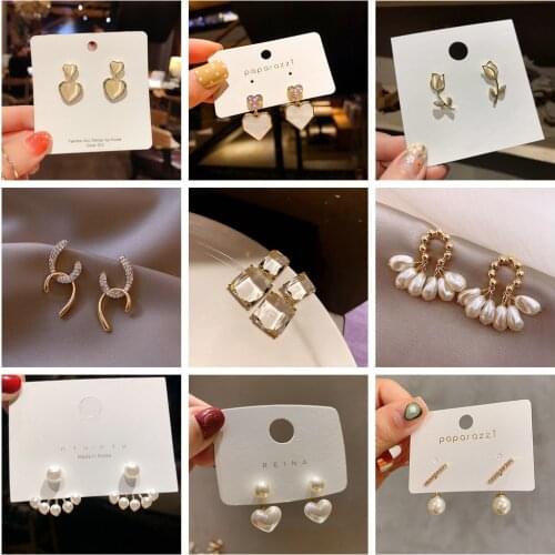 New Luxury shiny crystal Earring geometric Women Earrings contracted sweet lovely heart fine fashion Drop earrings Jewelry Gifts