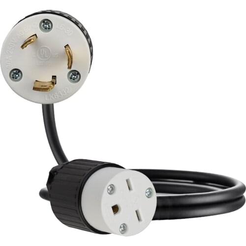 JORINDO American standard power cord male to female for NEMA L6-30P plug to 6-15R socket ,15A/30A 250V Pure copper conductor