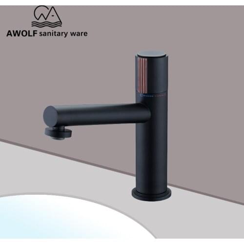 Solid Brass Bathroom Basin Faucet Brushed Gold Matte Black Chrome Sink Faucet Hot Cold Mixer Water Tap Modern ML8081