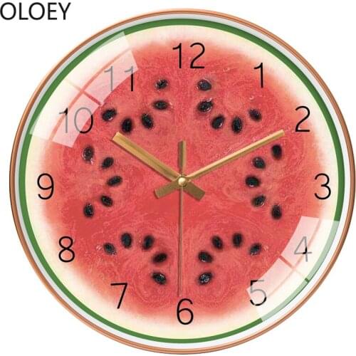Cartoon Fruit Modern Wall Clocks Home Decor Silent Secret Stash Large Cute Watermelon for Children Pastoral Wall Decor Clock
