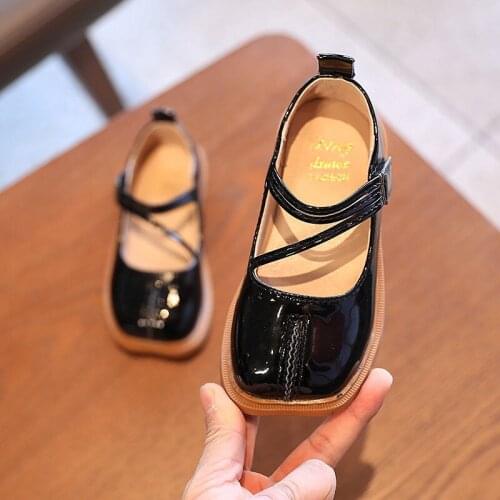 Girls Patent Leather Shoes 2021 New Childrens Girls Korean Style Single Garden Shoes Sweet Soft Bottom Black Princess Shoes
