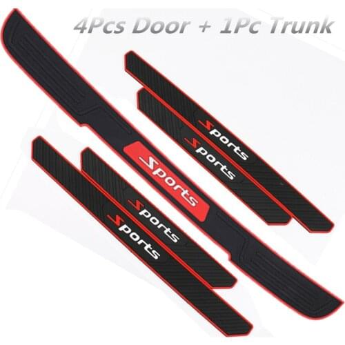 Universal Rubber Car Door Scuff Sill Cover Panel Step Protector+ Rear Guard Bumper Scratch Protector Non-slip Cover Sport Style