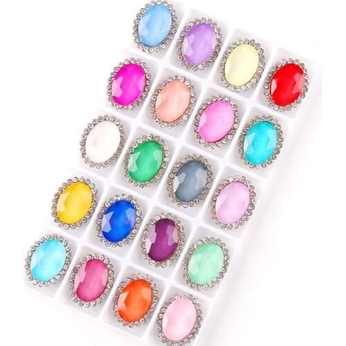 Jelly candy glass crystal with rhinestones Oval shape in Silver claw settings 10*14mm Sew on rhinestone wedding dress diy