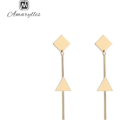 Amaiyllis Chic Geometric Stud Earrings For Women Party Square Triangle S925 Silver Pin Earring Gold Color Stick Bar Post Earrins