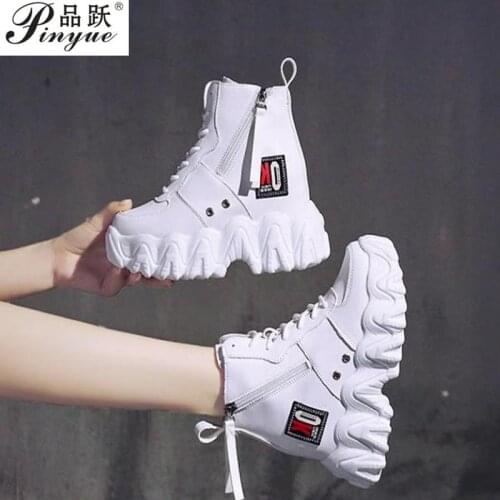 Platform sneakers for women white black patchwork high platform shoes for women casual platform platform platform boots