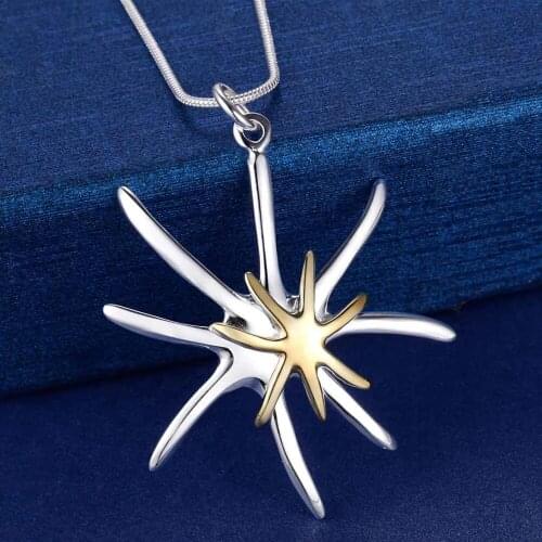 Hot 925 Sterling Silver Starfish flower Pendant Necklace For Women Fashion Christmas gifts party wedding Popular brands Jewelry