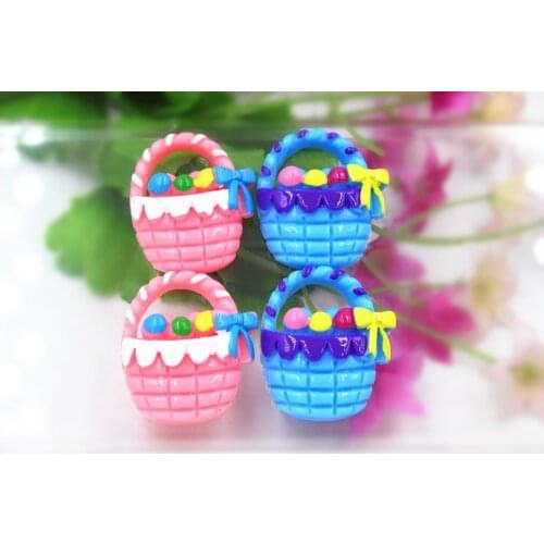 10pcs/lot flat back resin crafts 23*28mm resin cabochons accessories kawaii resin Easter basket