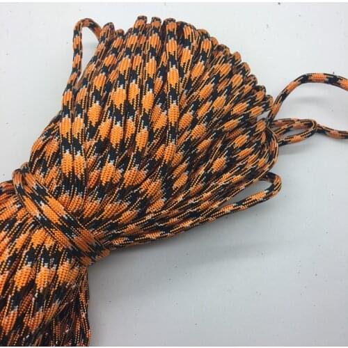 10Yards/Lot Mix color Paracord Bracelets Rope 7 Strand Parachute Cord CAMPING HiKING Orange+Black