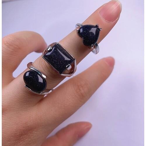 20Pcs/lot Mixed Styles Natural Blue Sand Stone Rings 2020 New Fashion Jewelry Accessories Rings Gifts For Women