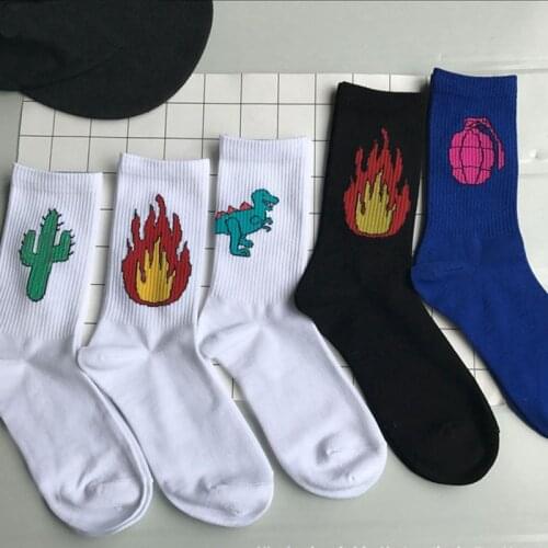 Funny Cartoon Pattern Fashion Street Style Sock Rock Roll Hip Hop Boy Girl Men Women Socks New High Quality 5Pairs/a Lot