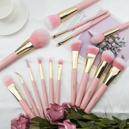 BEILI Pink Synthetic Make up brushes set Powder Blusher Smoky shade Blending Eye shade Matte pink cute makeup brush kit