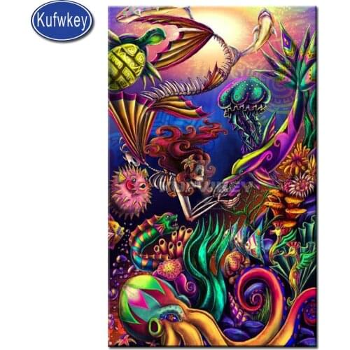 Lager size,mosaic puzzle marine skull Mermaid 5d diy Diamond Painting cross stitch animals fish diamond embroidery rhinestones