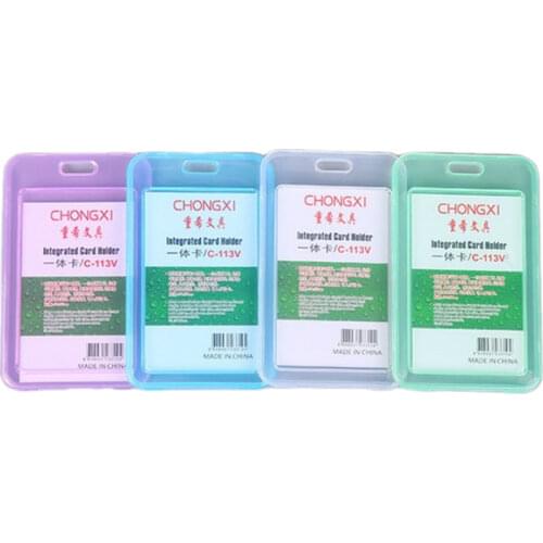 7x11.2cm Vertical Work Card Holder Transparent Plastic Staff Pass Access ID Card Case Bus Nurse Doctor Employees Card Sleeve