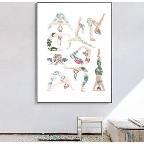 Home Decoration Yoga Asanas Chart Canvas Painting Wall Art Nordic HD Print Modern Poster Modular Picture For Living Room Frame