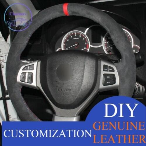 For Suzuki Swift 2014-2016 Black Suede Car Steering Wheel Cover Anti-slip fit all season comfortable touch sense design