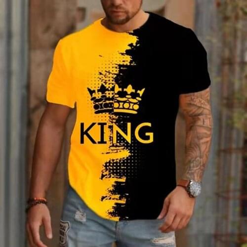New King Crown Mens T-shirts 3D Printed T Shirt Summer Casual Tops Breathable Fashion Short Sleeve Tops O-Neck Streetwear