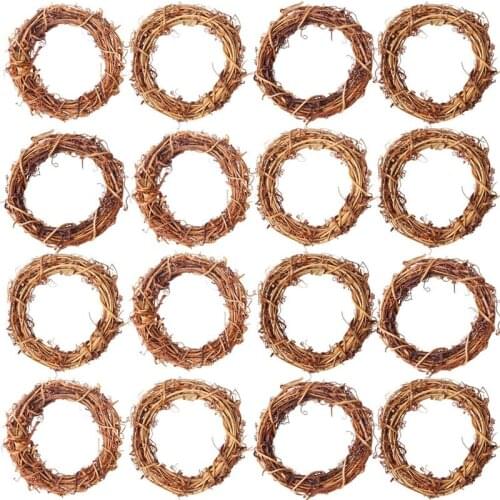 16 Pieces Wreaths Vine Branch Wreath Christmas Rattan Wreath Garland Decoration for Craft or Wedding Supplies 3.14 Inch