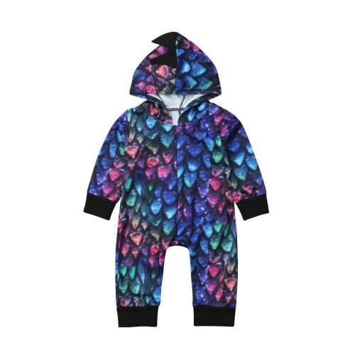 Newborn Dinosaur Baby Girl Boy Rompers Jumpsuit Zipper Colorful Long Sleeve Autumn Winter Hooded Baby Rompers 0-24M