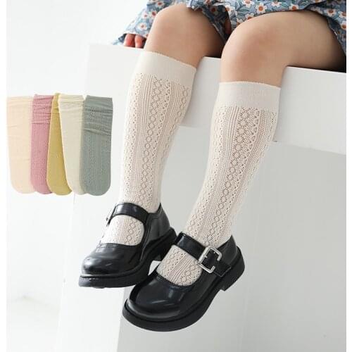 Summer Newborn Baby Girls Cute Mesh Lace Long Socks Kids Infant Soild Color Knee Length Soft Cotton Breathable High Thin Sock