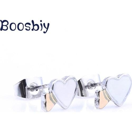 Hot Sale Fashion Heart Stud Earring Silver Plated Fine Earrings For Women Simple Valentines Day Jewelry Gift