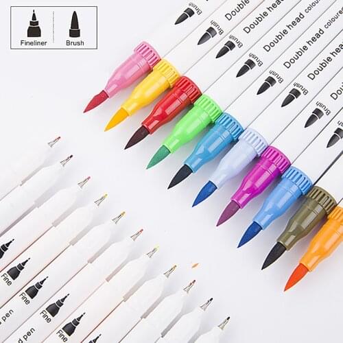 100 Color Dual Brush Art Markers Pen Fine Tip and Brush Tip Great for Bullet Journal Adult Coloring Books Calligraphy Lettering