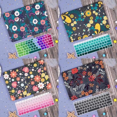 Flower Matte Black Printed Hard Shell Case For MacBook Air Pro Retina 11 12 13 15 16 inch 2020 A2337 A2179 A2338 A2289 Touch ID