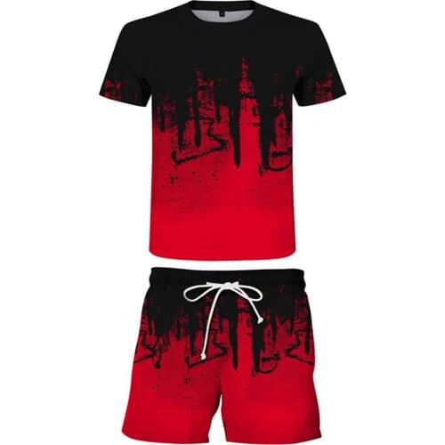 3D Digital Print Men Tracksuit Drawstring Two Piece Short Sleeve T-shirt Shorts Men Tracksuit Activewear T-shirt Shorts Suit