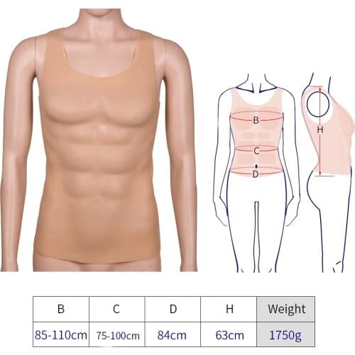 1750g Fake Chest Muscle Belly Macho Soft Silicone Man Artificial Simulation Cofre Pecloralis Muscle Vest Bodysuit