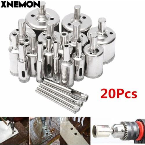 XNEMON 20pcs 4-40mm Diamond Coated Hole Saw Drill Bit Set 4 5 6 7 8 10 12 13 14 15 16 18 20 22 25 27 30 32 35 40mm