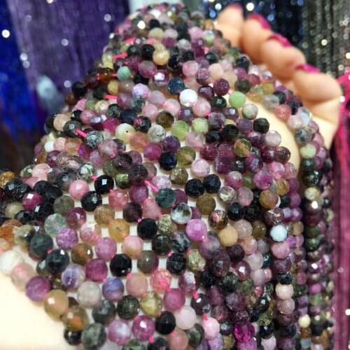 Small Natural Stone Beads Tourmaline Sun stone Garnet Amazonite 3 4 5mm Section Loose Beads for Jewelry Making DIY Bracelet