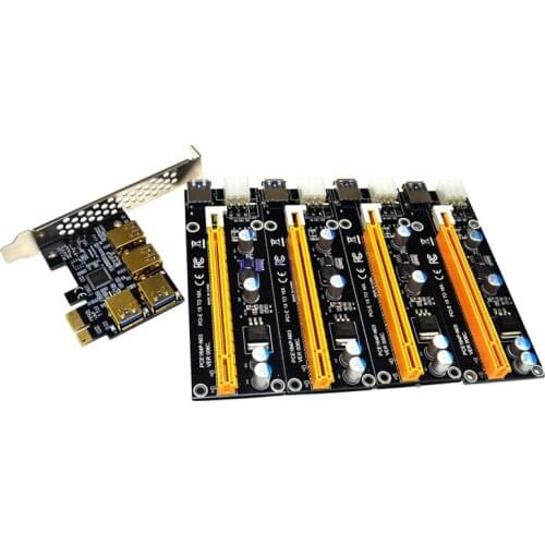 NEW add in card PCIe 1 to 4 PCI express 16X slots Riser Card PCI-E 1X to 4 PCI-e slot Adapter USB 3.0 Port Multiplier for Mining