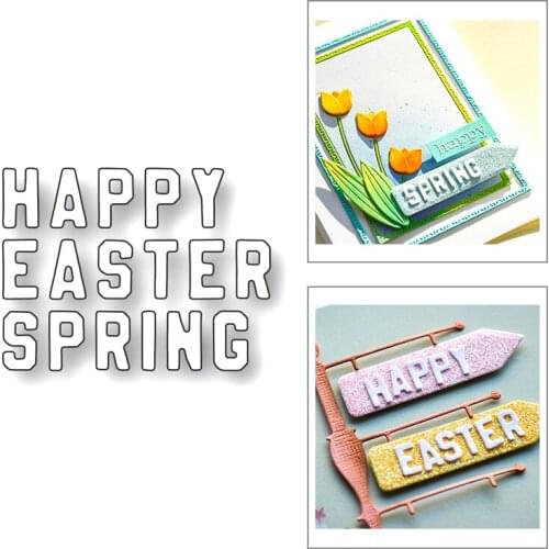 2020 New English Sentiment Alphabet Words Happy Easter Spring Metal Cutting Dies For Making Greeting Card Scrapbooking No Stamps
