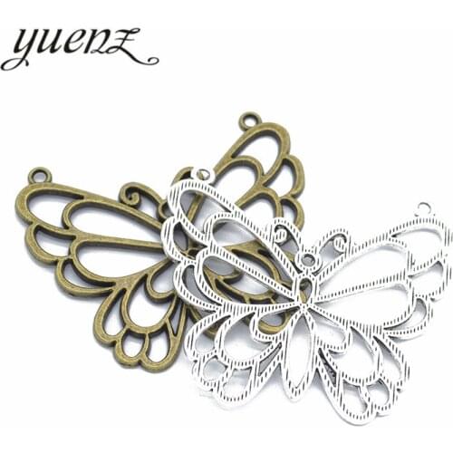 YuenZ 2pcs 2 color Antique bronze butterfly Charm fit for Bracelets Necklace Pendant DIY Metal Jewelry 57*50mm D252