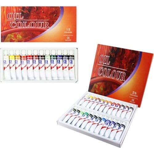 12ml 12/24 Colors Professional Oil Painting Paint Drawing Pigment Tubes Set Artist Art Supplies for Beginner