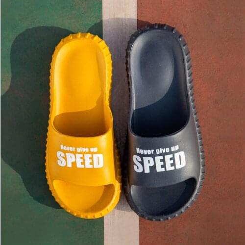 New Women Letter Sandals Female Summer Men Slides Home Indoor Couple Thick-Soled Slippers Non-slip Soft-Soled Mute Flip Flops