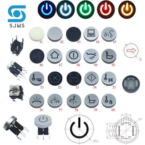 SJMS 5Pcs 6*6*9.5mm 6P DIP Through Hole Micro Push Button Tactile Momentary With light Switch Tact Push Indication touch Button
