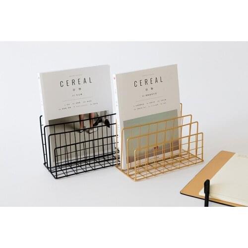 1PC New Nordic Style Grid Wrought Iron Newspapers Periodicals Rack Book Magazine File Desktop Storage Rack JL 221