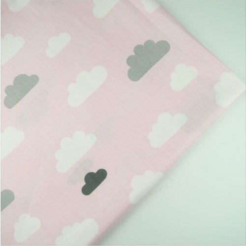 Syunss,100%Cotton Twill Fabric Pink Back Clouds Printed Patchwork DIY Handmade Curtain Textile Material Sewing Baby Toy Tissue