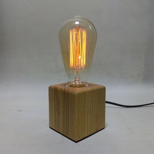 Wooden mini Vintage Desk Lamp E27 Bulb homework Bedroom KTV Night Light Table Light Desk Light Coffee Bar