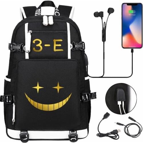 USB Boy Girl Kids Book Bags Anime Assassination Classroom Large Capacity Teenagers Schoolbags Women Men Laptop Travel Backpack