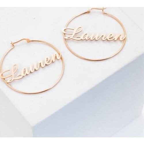Duoying Fashion Name Earrings Personalized Handmade Round Custom Earring Stainless Steel Simple Jewelry Earrings For Women Gift