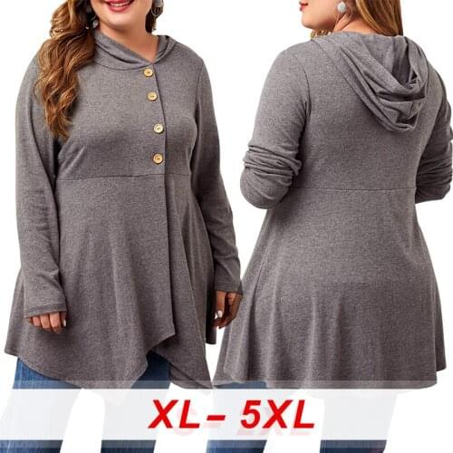 Knitted Pullovers Hooded Women Plus Size Women Clothing Solid Color Casual Loose 2020 Autumn Long Sleeve Lady Top Pullover Tops