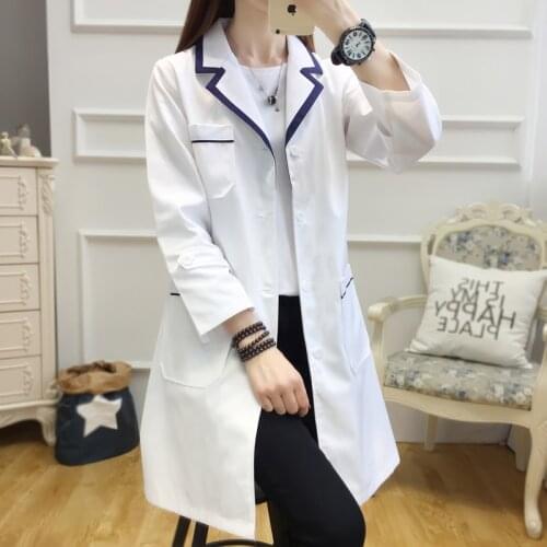 WomenS Lab Coat Fashion Scrubs Medical Uniforms Women Beautician Jacket Long Sleeves Notched Collar Nurse Uniform AS329